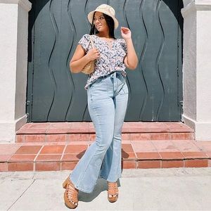 Offers Welcome!! NWT High Rise Flare Jean with Tie - Superstretch+ - Light Wash